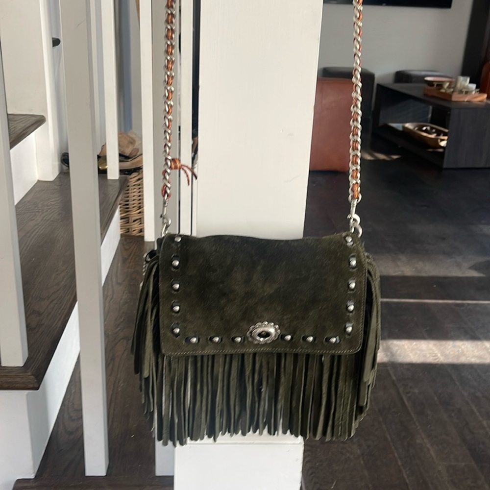 coach genuine suede  green 1942 collection  can be used as clutch or Crossbody